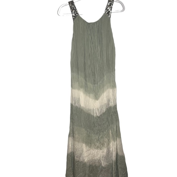 Soft Surroundings Green Tie Dye Silk Summer Maxi Dress Size Medium Sleeveless. - Picture 4 of 6